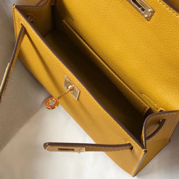 Hermes Kelly Mini II Bag In Yellow Epsom Leather GHW – HW116