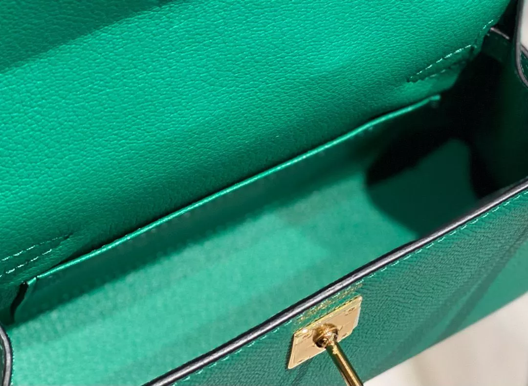 Hermes Kelly Mini II Bag In Vert Jade Epsom Leather GHW – HW115