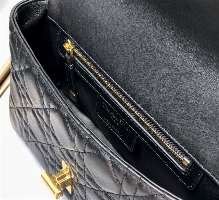 DIOR MEDIUM DIOR CARO BAG BLACK SUPPLE CANNAGE CALFSKIN – DOB013