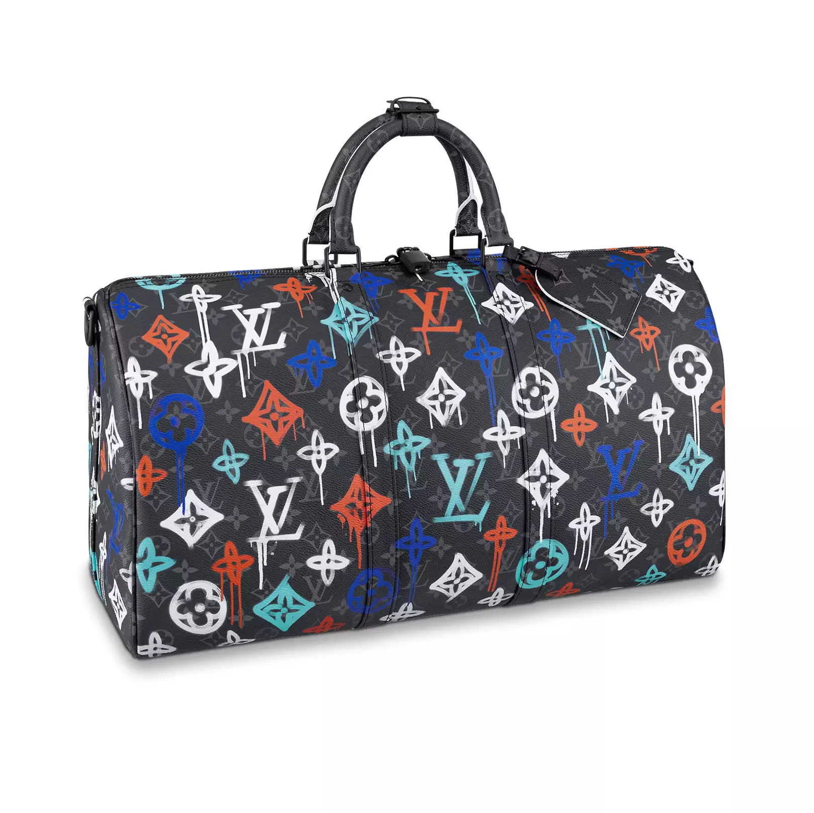 KEEPALL BANDOULIERE BAG 50 ORANGE LV GRAFFITI PATTERN – LW366