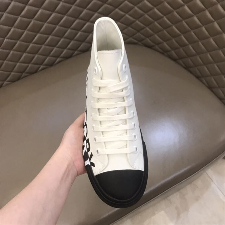 BURBERRY LOGO PRINT GABARDINE HIGH-TOP SNEAKERS – BBR029