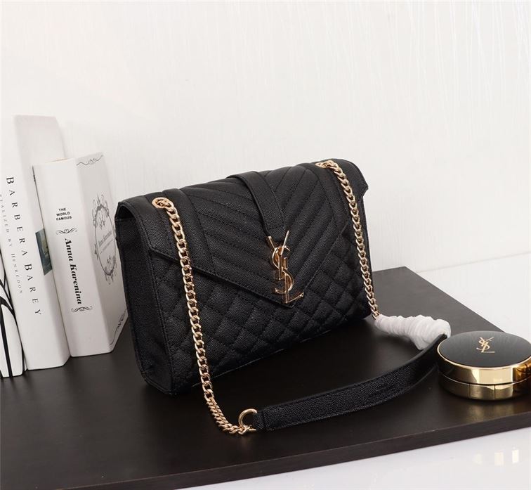 YSL ENVELOPE MEDIUM CHAIN BAG IN SUPPLE MATELASSÉ LEATHER – YB036