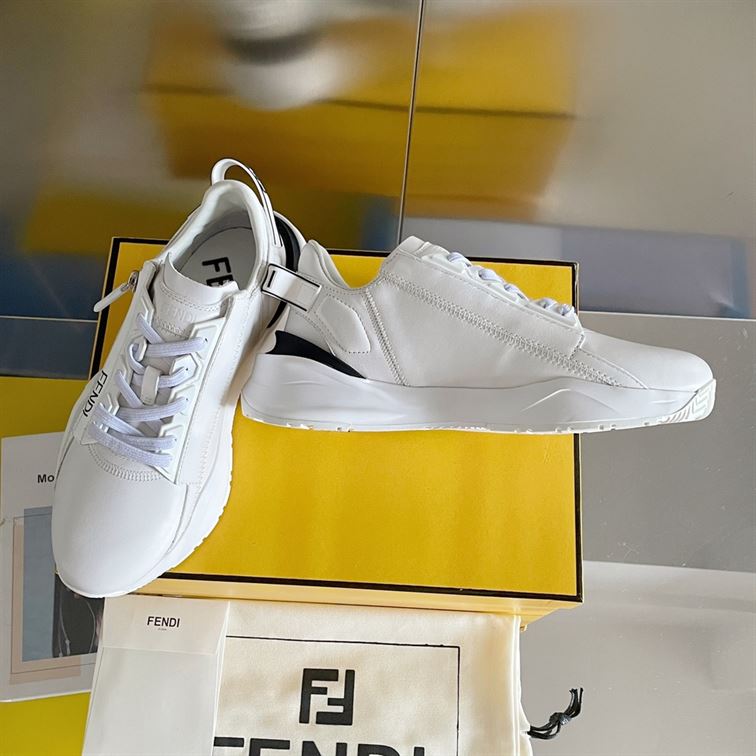 FENDI FLOW WHITE LEATHER LOW TOPS – FDS015