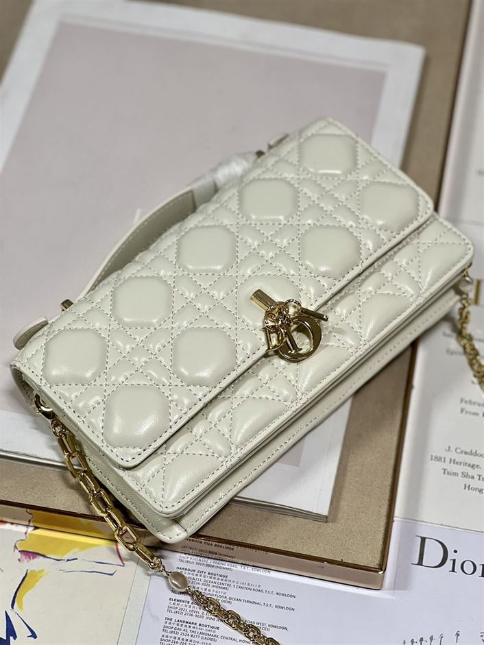 DIOR MISS DIOR MINI BAG LATTE CANNAGE LAMBSKIN – DOB057