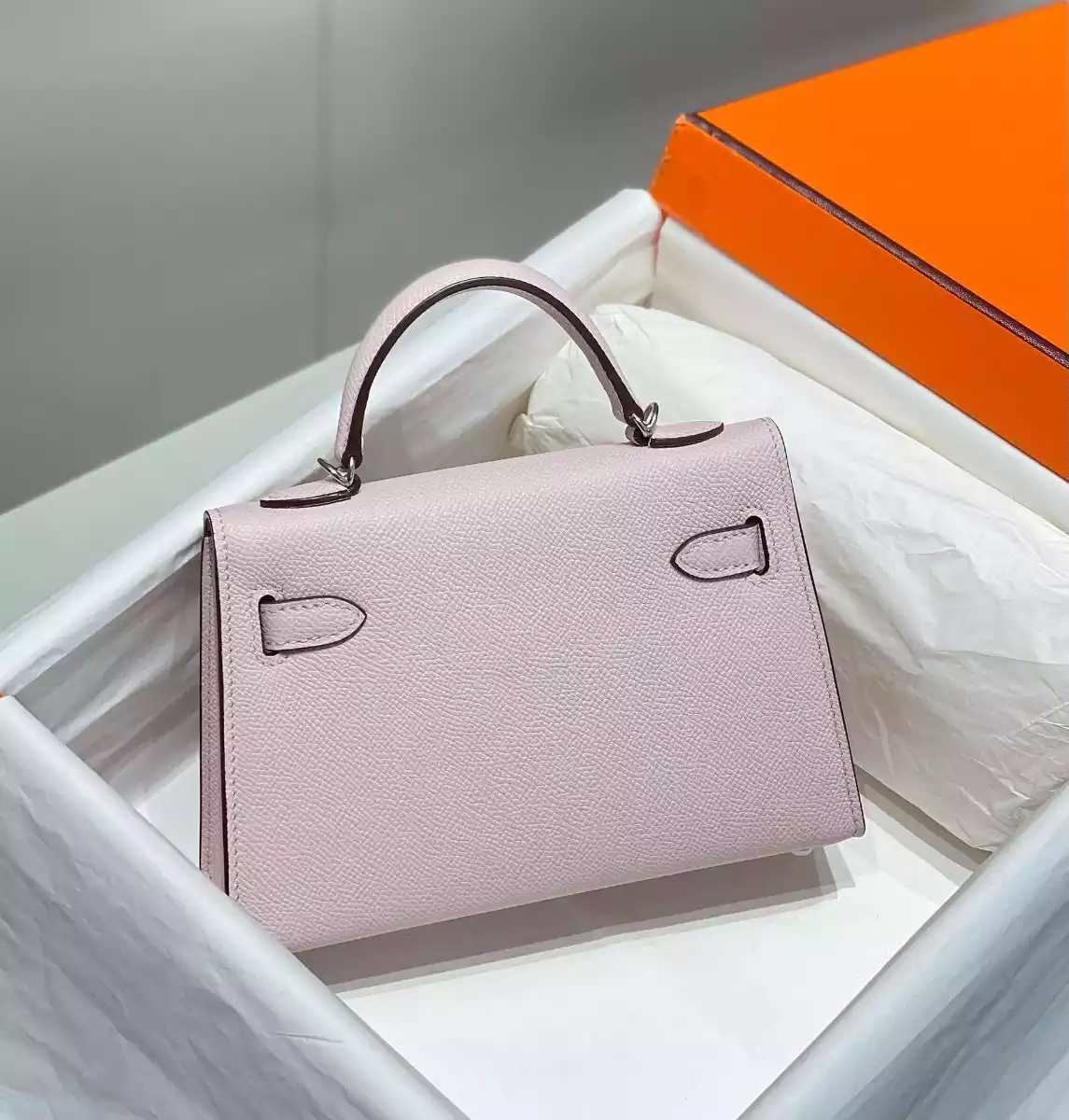 Hermes Kelly Mini II Bag In Mauve Pale Epsom Leather PHW – HW127