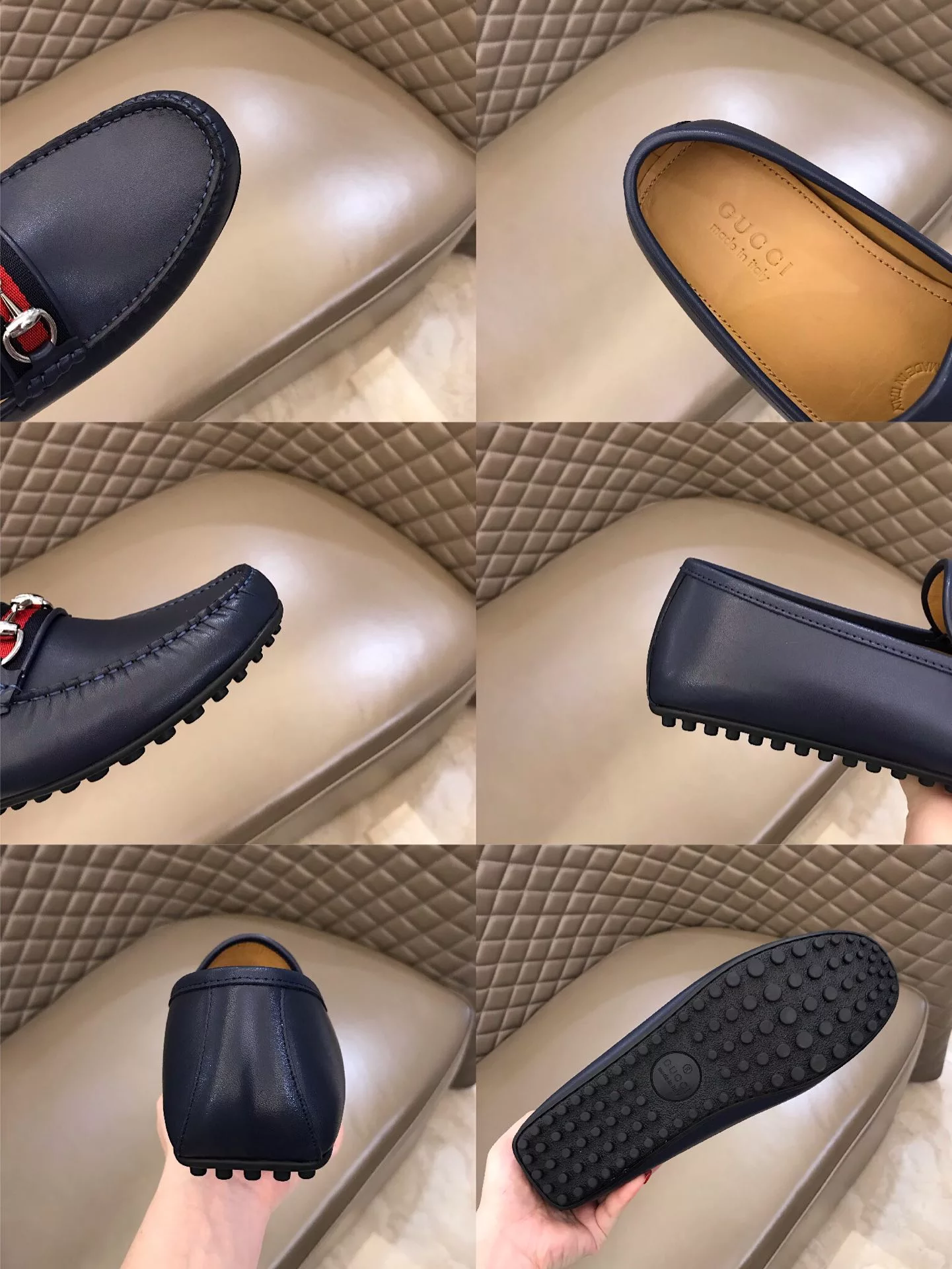 LEATHER DRIVER WITH WEB NAVY – GL118