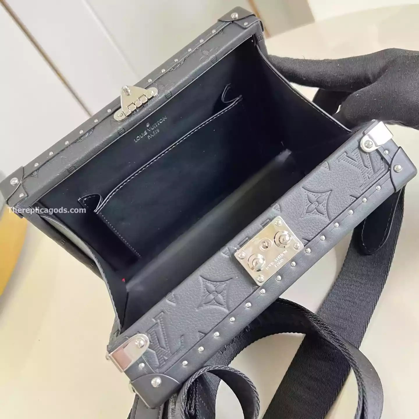 CLUTCH BOX BLACK MONOGRAM SHADOW COWHIDE LEATHER – LW297