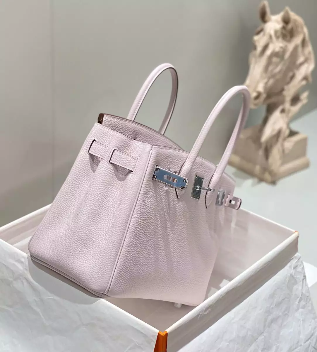 Hermes Birkin 30cm Bag In Mauve Pale Clemence Leather PHW – HW019