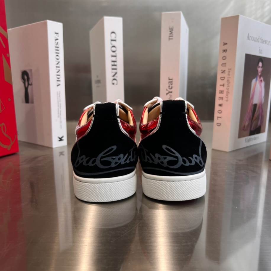 Christian Louboutin Fun Louis Junior Spikes Red Patent Leather Sneaker – CLS041