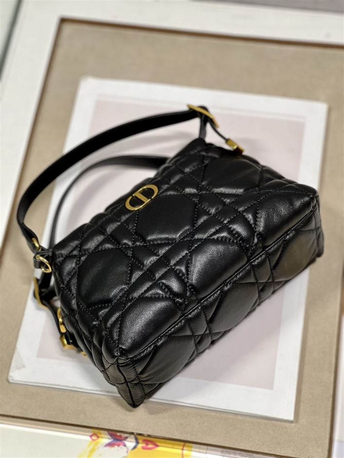 DIOR CARO D-COSY BAG BLACK SUPPLE CANNAGE CALFSKIN – DOB087