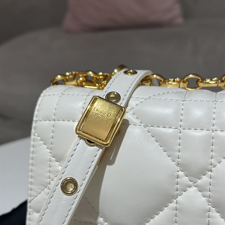 DIOR MEDIUM DIOR CARO BAG WHITE QUILTED MACROCANNAGE CALFSKIN – DOB062