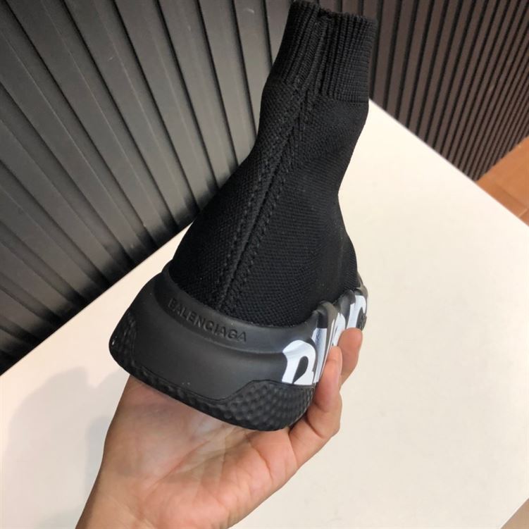 BALENCIAGA SPEED RECYCLED KNIT GRAFFITI SNEAKER IN BLACK – BLA049