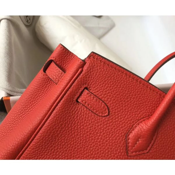 Hermes Birkin 30cm Bag In Red Clemence Leather GHW – HW023