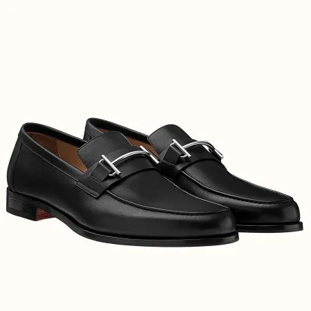 Hermes Men’s Sydney Loafers In Black Calfskin – HM043