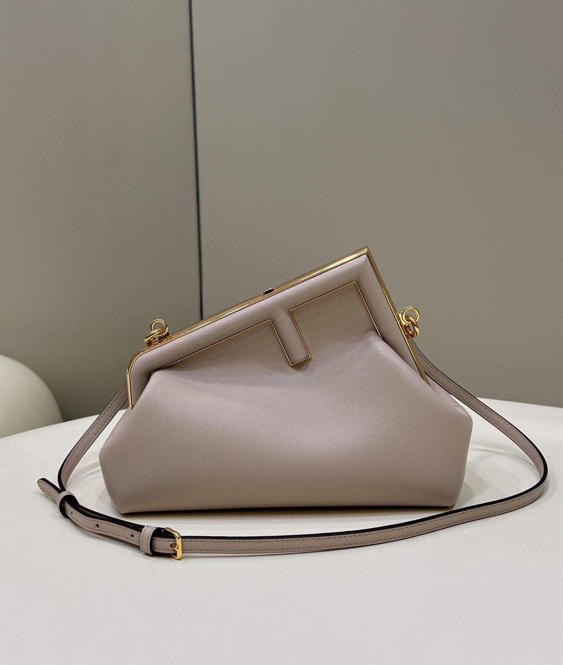 FENDI FIRST SMALL DOVE GREY LEATHER BAG – F050