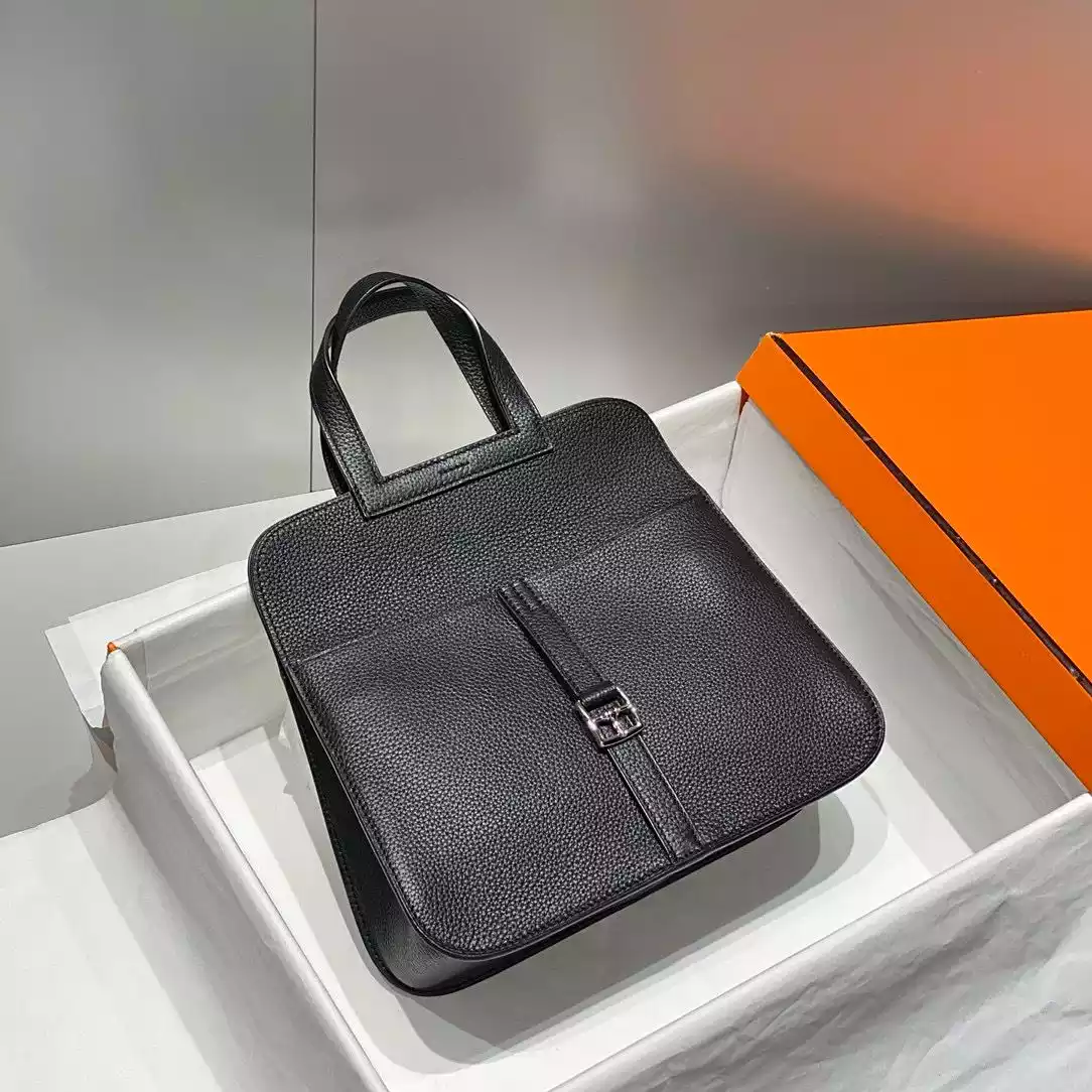 Hermes Halzan 25 Bag in Black Clemence Leather – HW088