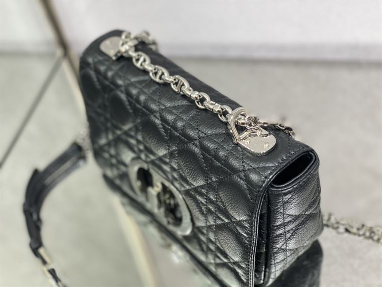 DIOR SMALL DIOR CARO BAG BLACK SUPPLE CANNAGE CALFSKIN – DOB117