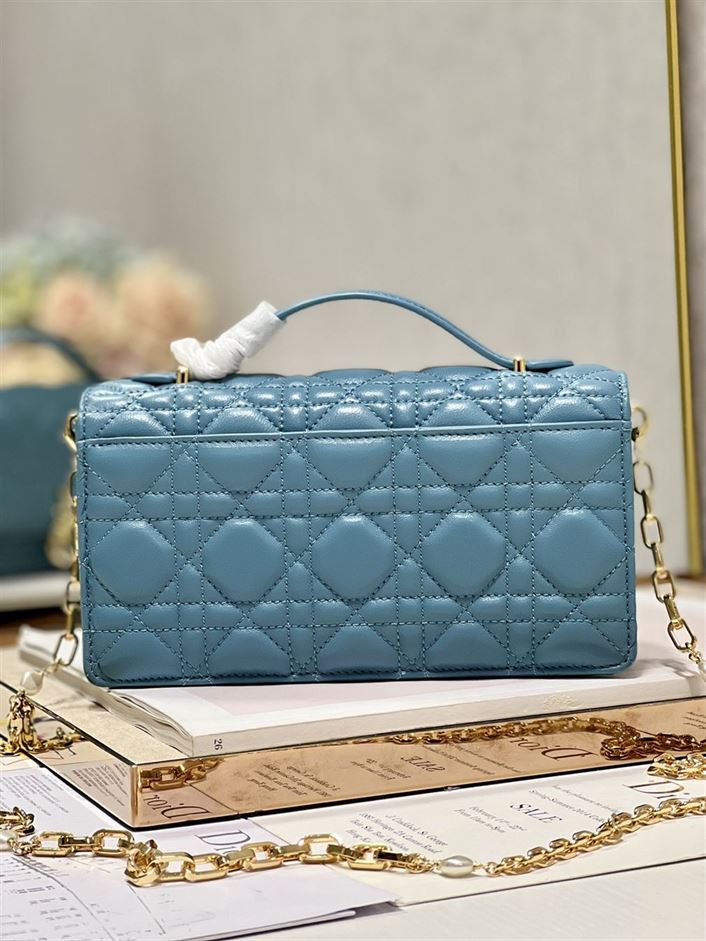 DIOR MISS DIOR MINI BAG BLUE CANNAGE LAMBSKIN – DOB051
