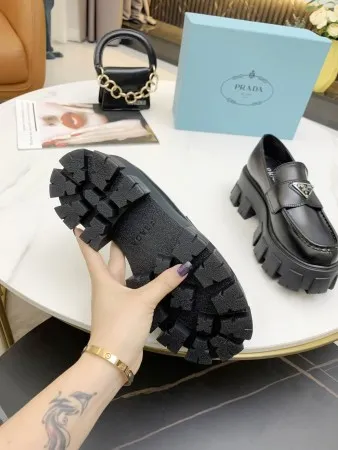 Prada Women’s Monolith Loafers In Black Brushed Leather – PRL006