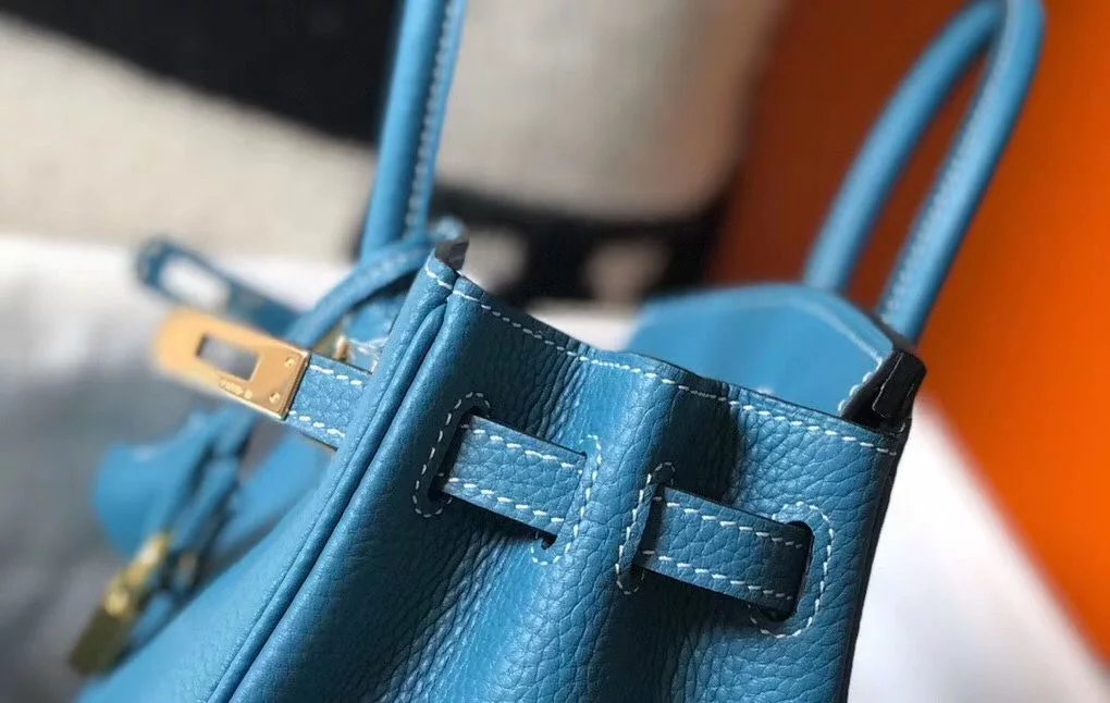 Hermes Birkin 25cm Bag In Blue Jean Clemence Leather GHW – HW014