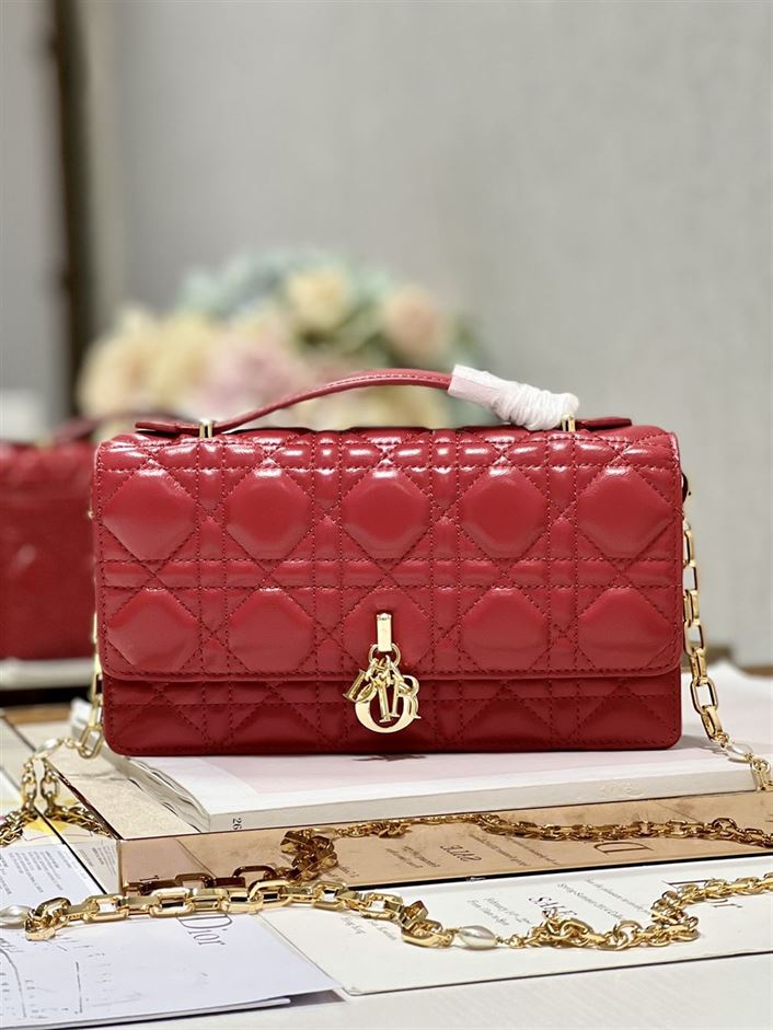 DIOR MISS DIOR MINI BAG RED CANNAGE LAMBSKIN – DOB052