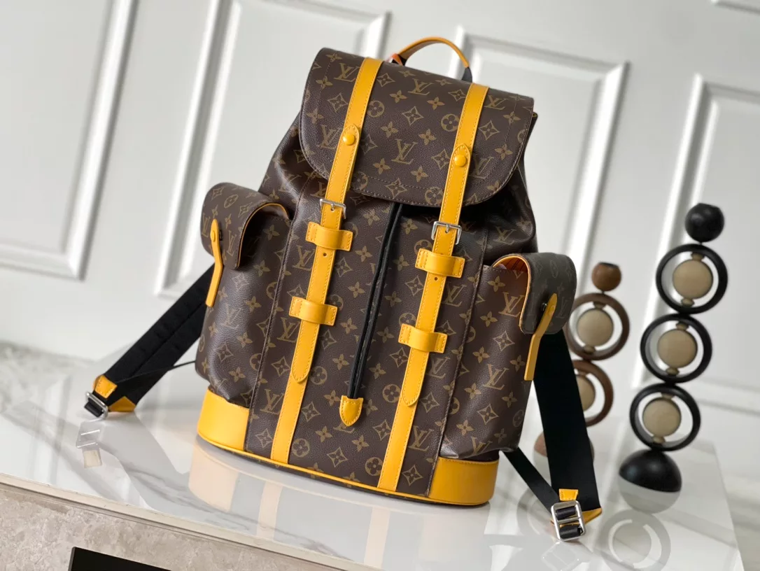 Christopher MM Backpack in Saffron Yellow Monogram Macassar Coated Canvas – LW156