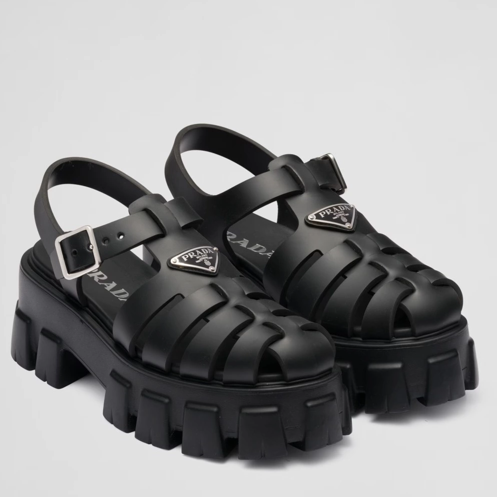 PRADA FOAM SANDALS IN BLACK RUBBER – PSD001