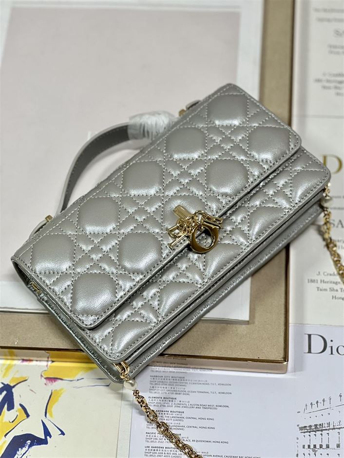 DIOR MISS DIOR MINI BAG GREY CANNAGE LAMBSKIN – DOB058