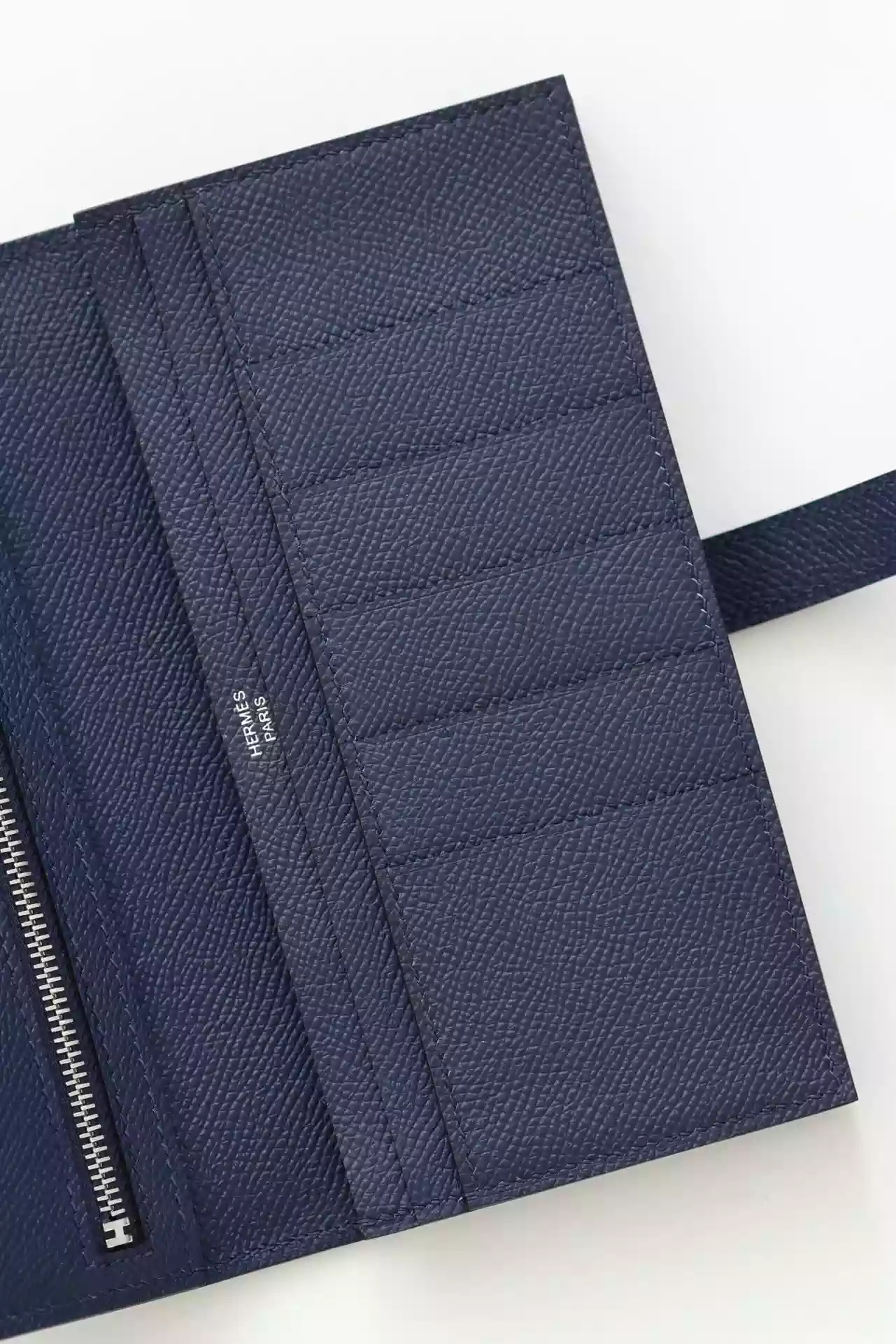Hermes Bearn Long Handmade Wallet in Blue Saphir Epsom Calfskin – HW158