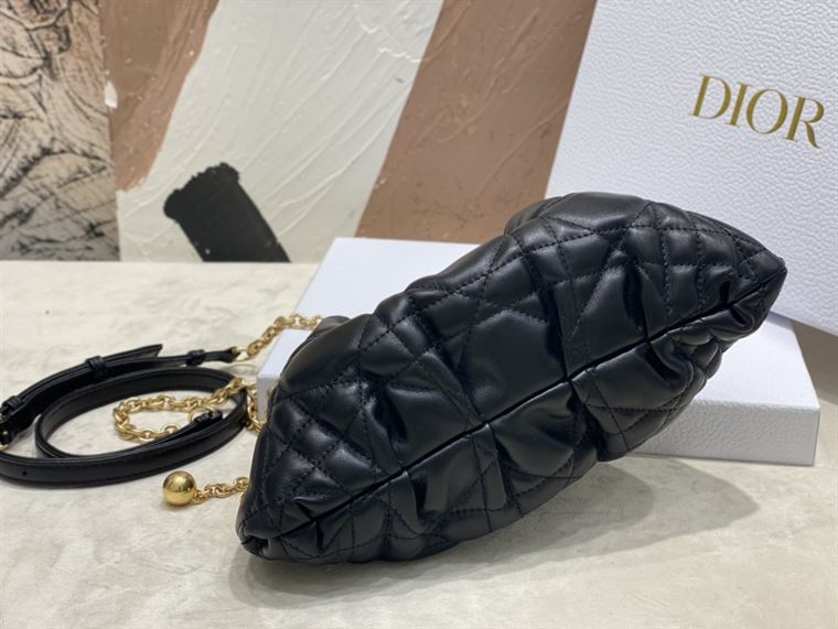 DIOR SMALL DIOR AMMI BAG BLACK SUPPLE MACROCANNAGE LAMBSKIN – DOB046