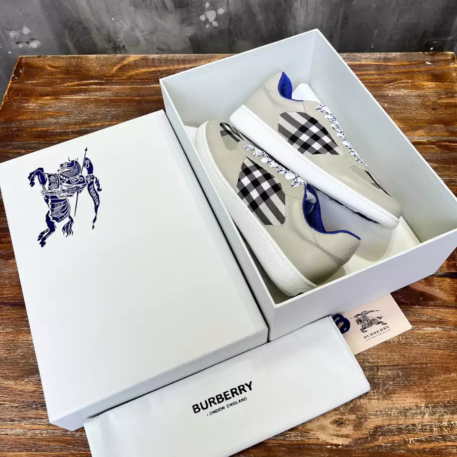 BURBERRY LEATHER AND CHECK TERRACE SNEAKERS – BBR081