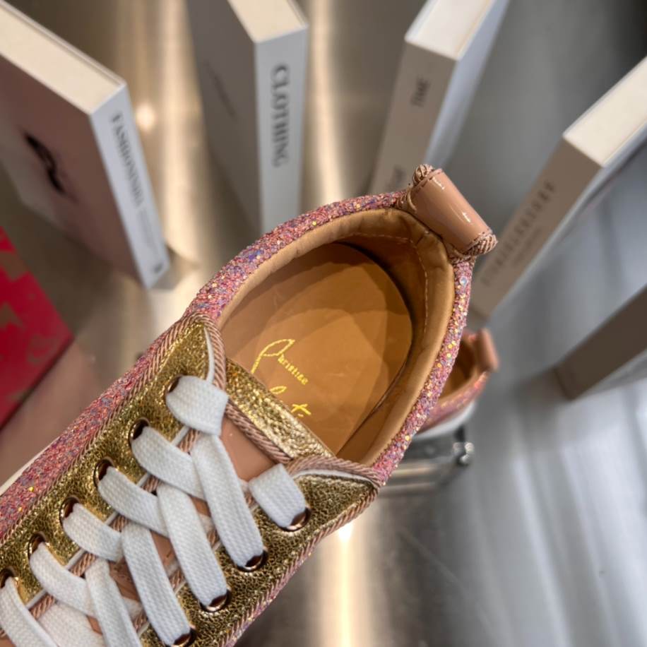 Christian Louboutin Red Bottom Pink Glitter Sneaker – CLS044