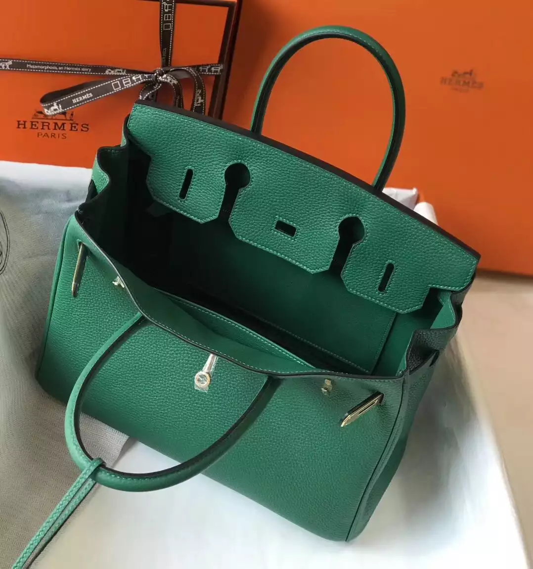 Hermes Birkin 30cm Bag In Vert Vertigo Clemence Leather GHW – HW030