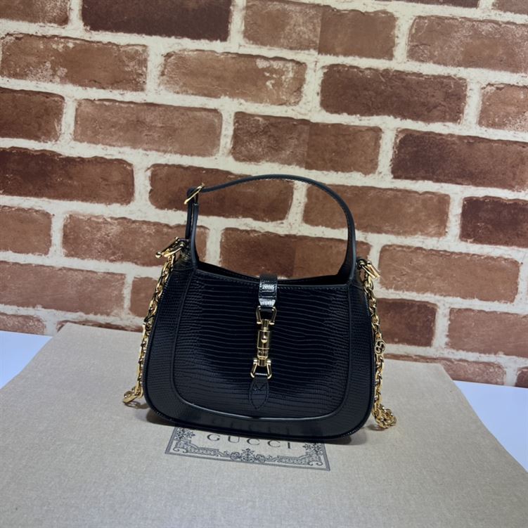 GUCCI JACKIE 1961 LIZARD MINI BAG IN BLACK – GB77