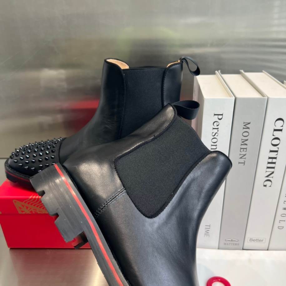 Christian Louboutin Black Leather Ankle Boots Sneaker – CLS057