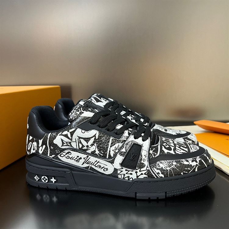 LOUIS VUITTON LV TRAINER COMIC MOTIFS BLACK WHITE – LVS146
