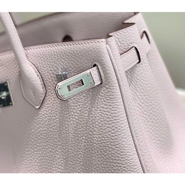 Hermes Birkin 25cm Bag In Mauve Pale Clemence Leather PHW – HW009