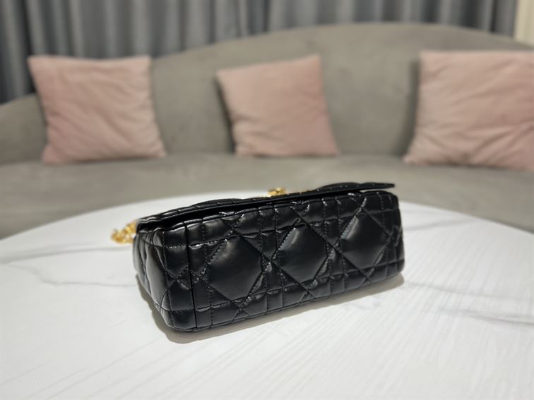 DIOR MEDIUM DIOR CARO BAG BLACK QUILTED MACROCANNAGE CALFSKIN – DOB061