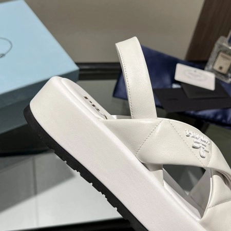 PRADA FLATFORM SANDALS IN WHITE QUILTED NAPPA LEATHER – PSD044