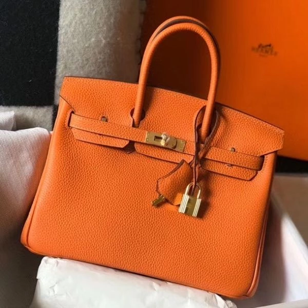 Hermes Birkin 25cm Bag In Orange Clemence Leather GHW – HW007