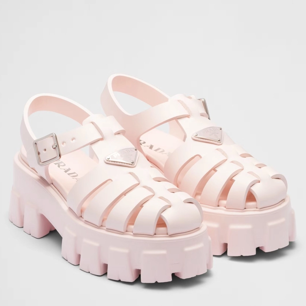 PRADA FOAM SANDALS IN LIGHT PINK RUBBER – PSD003