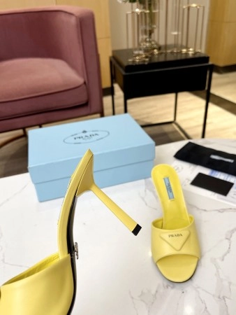 PRADA HEELED SANDALS 75MM IN YELLOW BRUSHED LEATHER – PSD015