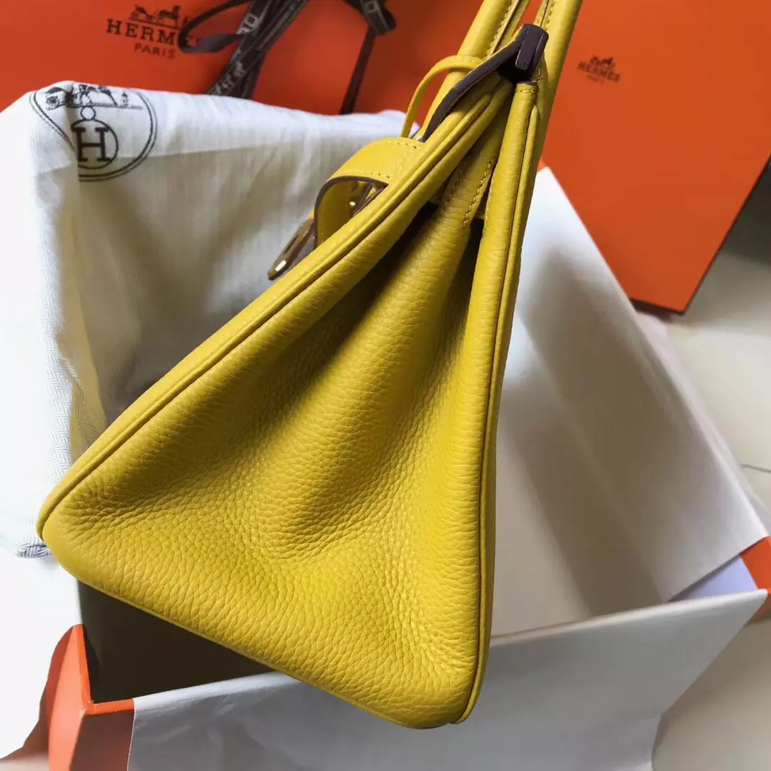 Hermes Birkin 30cm Bag In Yellow Clemence Leather GHW – HW020