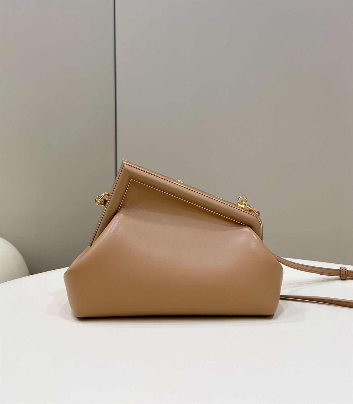 FENDI FIRST SMALL BROWN LEATHER BAG – F052