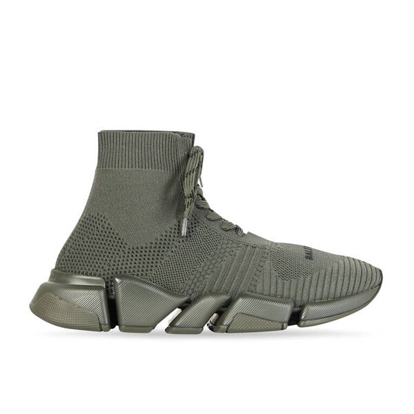 BALENCIAGA MEN’S SPEED 2.0 LACE-UP RECYCLED KNIT SNEAKER IN GREEN – BLA034