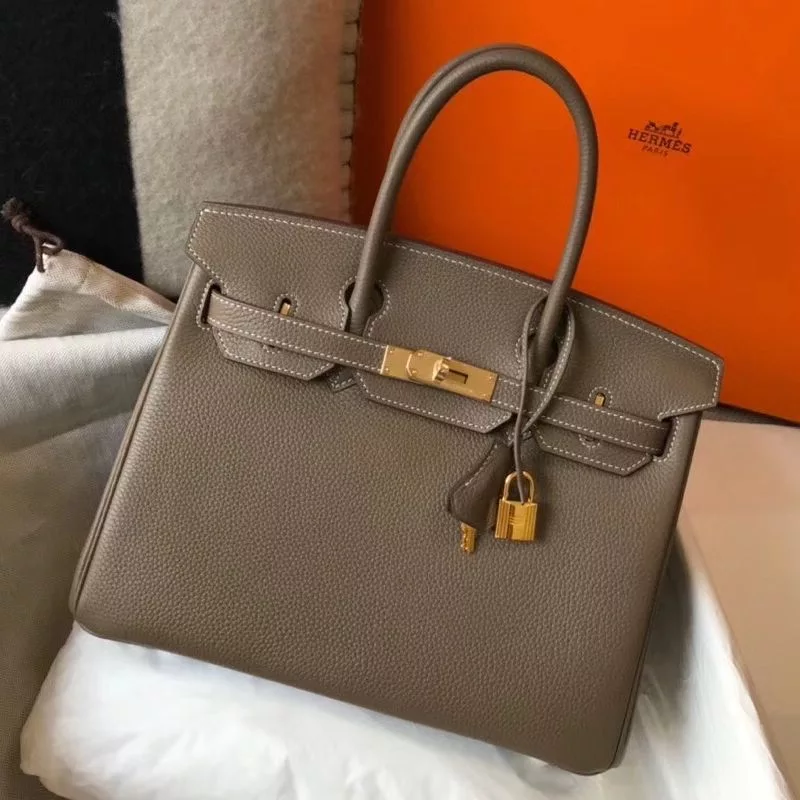 Hermes Birkin 30cm Bag In Taupe Clemence Leather GHW – HW022