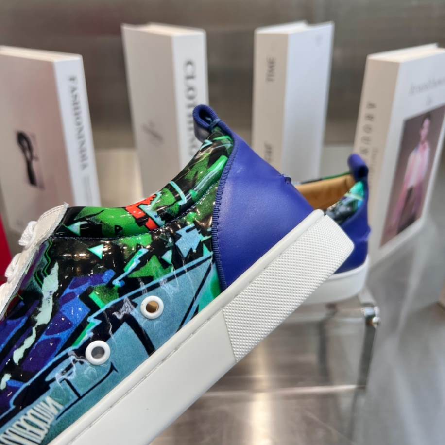 Christian Louboutin Casual Rivet Low Top Spikes Flats Blue Sneaker – CLS046