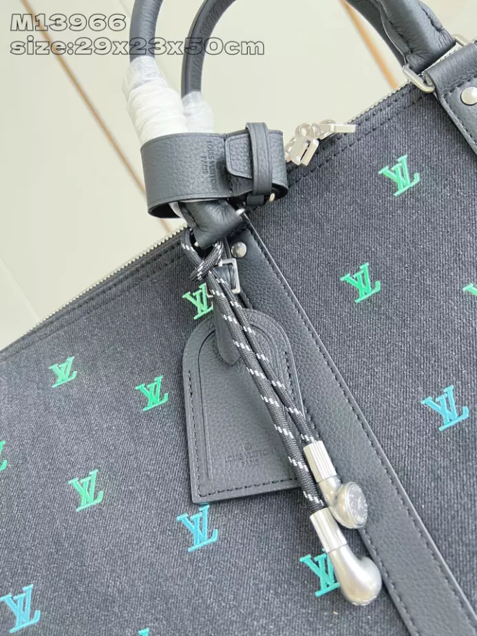 KEEPALL BANDOULIERE 50 BAG BLACK BLASON DENIM M13966 – LW352