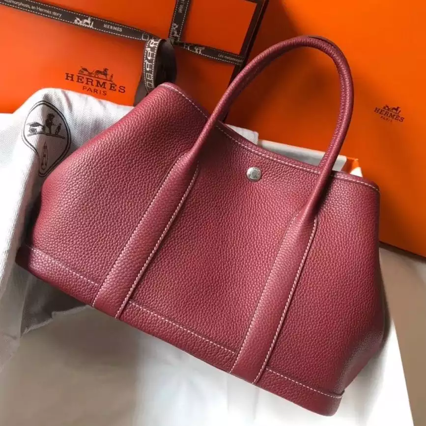 Hermes Garden Party 30 Bag In Bordeaux Taurillon Leather – HW081