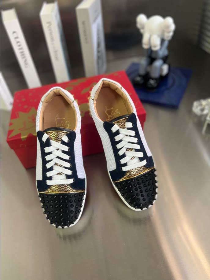 Christian Louboutin Low Top Black White Gold Sneaker – CLS050